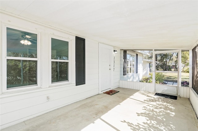 view of unfurnished sunroom