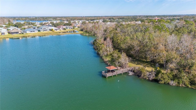 aerial view featuring a water view and a residential view