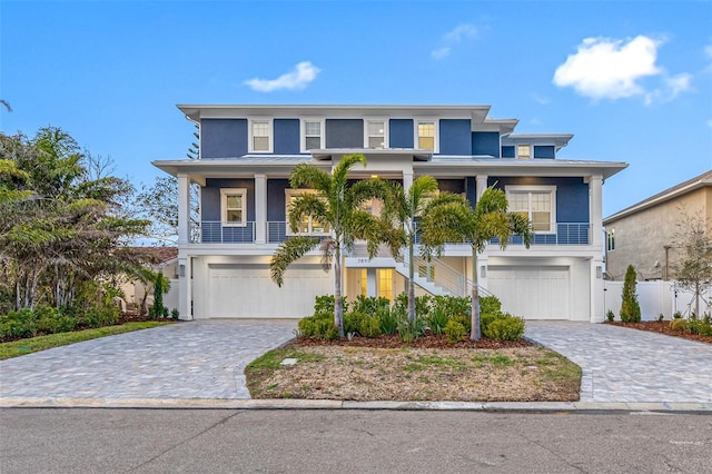 beach home featuring a garage