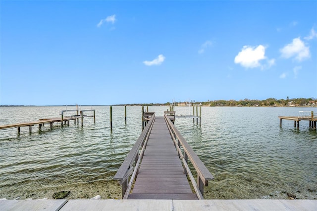 dock area featuring a water view