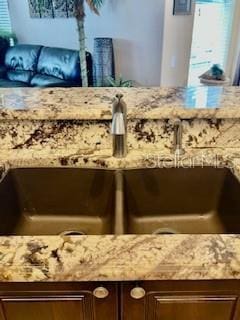 room details with dark brown cabinets