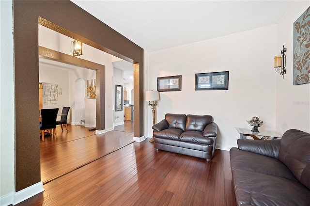 living room with hardwood / wood-style flooring