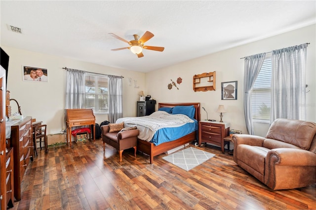 bedroom featuring ceiling fan and hardwood / wood-style flooring