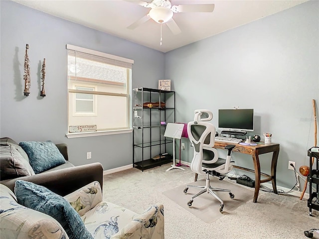 home office with ceiling fan