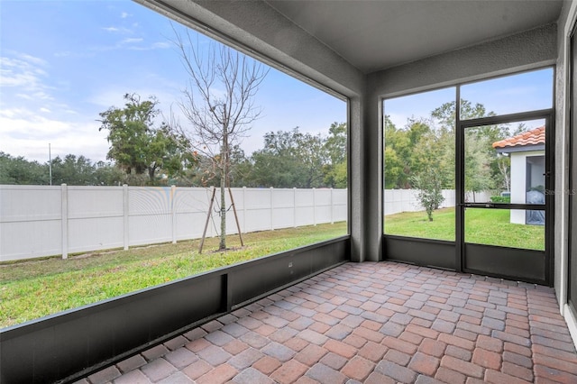 view of unfurnished sunroom