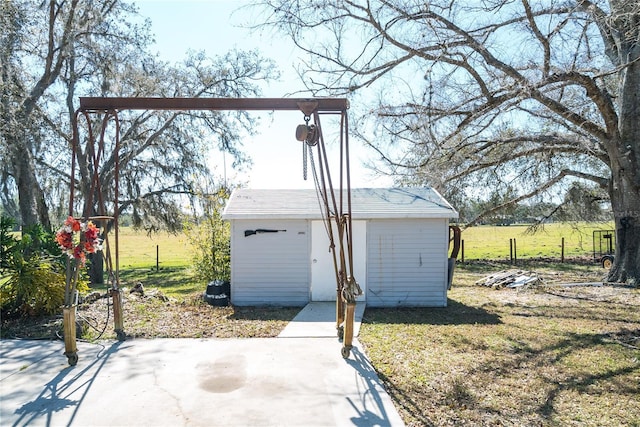 garage with a yard