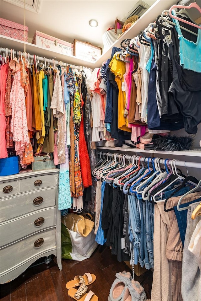 spacious closet with hardwood / wood-style floors