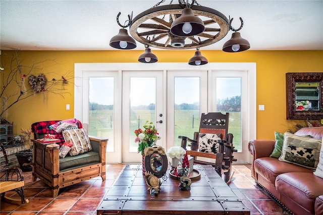 view of tiled living room