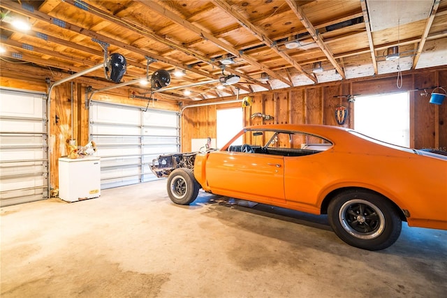 garage with a garage door opener