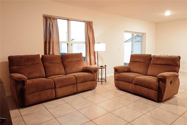 view of tiled living room