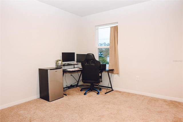 view of carpeted office space