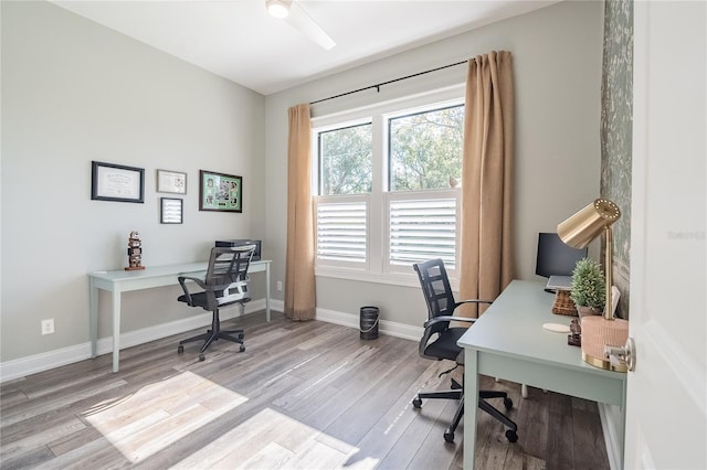 office with light hardwood / wood-style floors