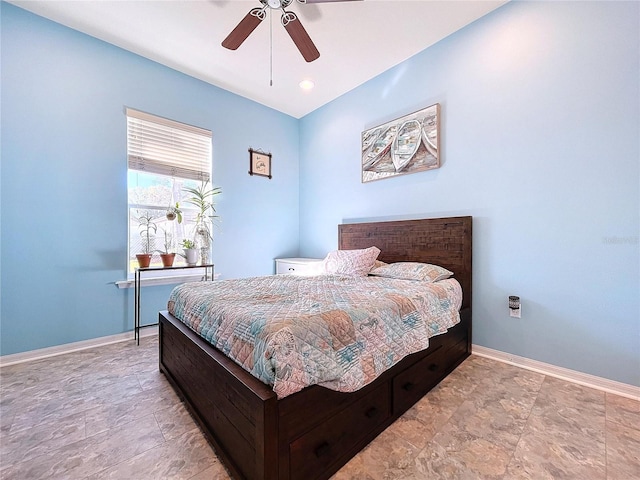 bedroom featuring ceiling fan