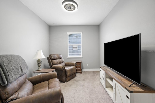 living room with light carpet