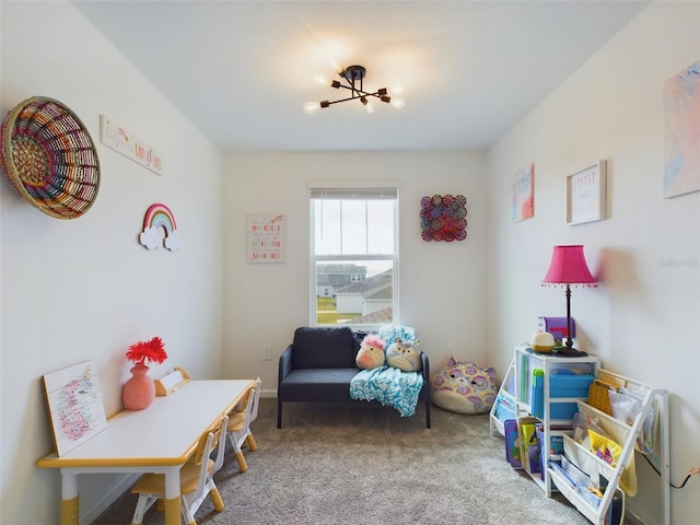 game room with carpet