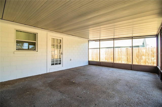 view of unfurnished sunroom