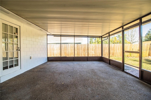 view of unfurnished sunroom