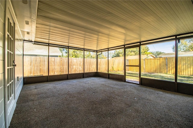 view of unfurnished sunroom