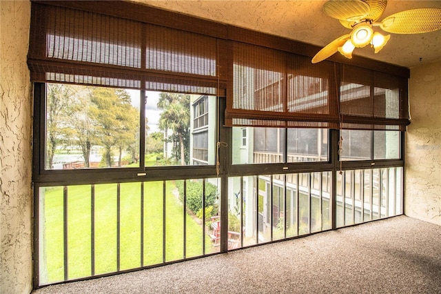 storage room featuring ceiling fan