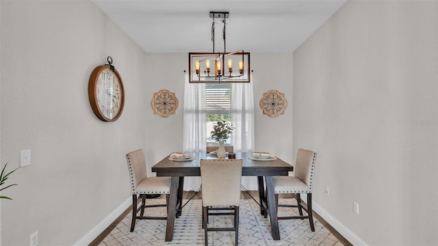 dining area with a chandelier