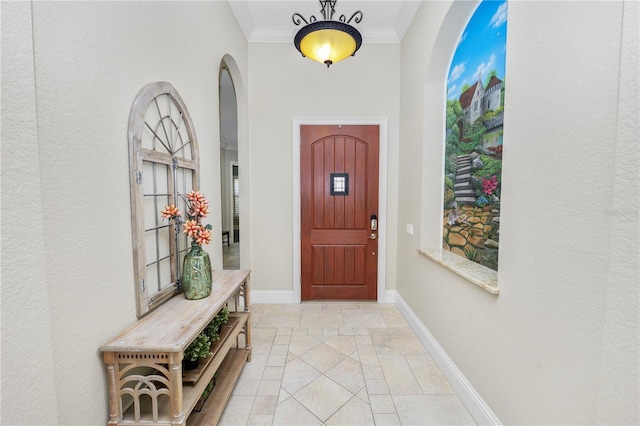 interior space featuring ornamental molding