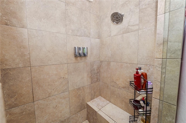 interior details featuring tiled shower