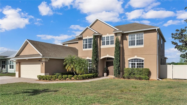 view of front of home featuring a garage and a front yard