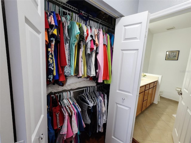 closet featuring visible vents