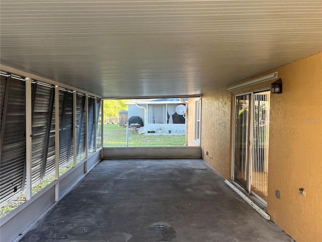 view of unfurnished sunroom