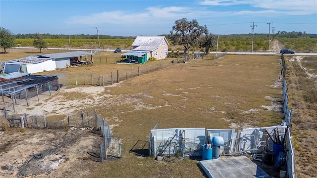 drone / aerial view with a rural view