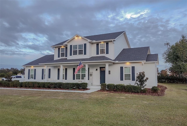 view of property with a front lawn