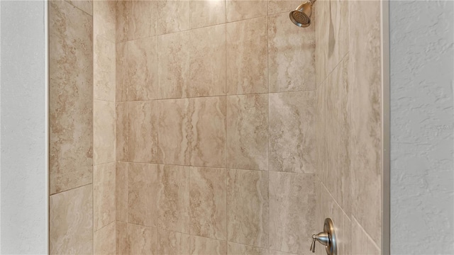 details with a tile shower