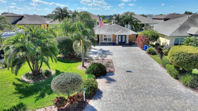 drone / aerial view with a residential view