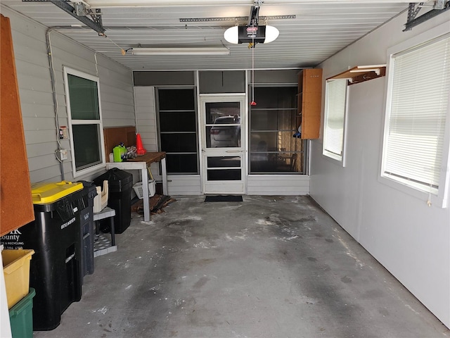 garage with a garage door opener