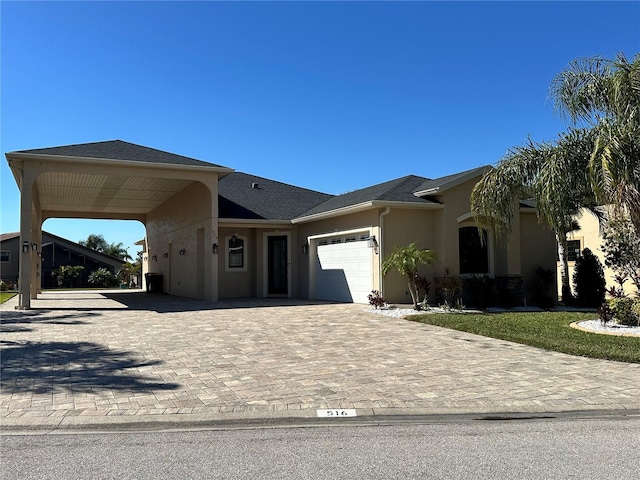 view of front of home with a garage