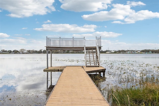 dock area featuring a water view