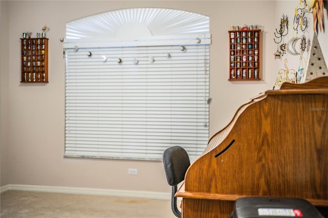 view of carpeted home office