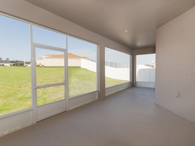 view of unfurnished sunroom