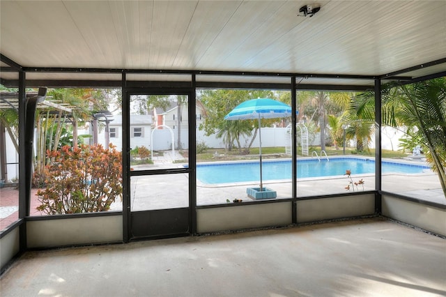 view of unfurnished sunroom