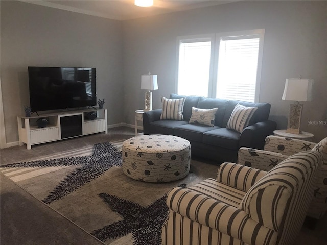 living area with baseboards