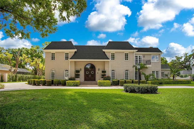 view of front of house with a front lawn