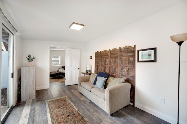 living room featuring dark hardwood / wood-style floors