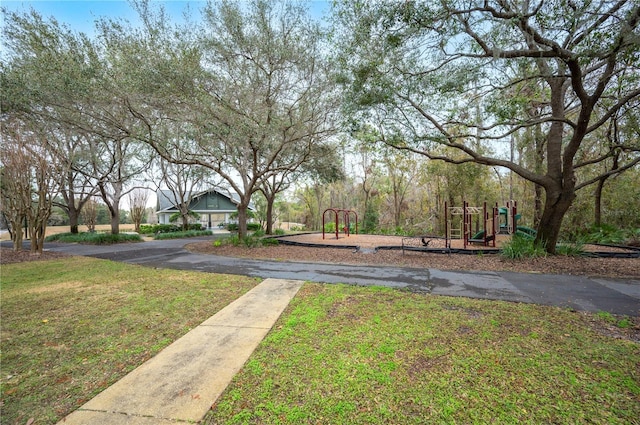 view of yard with a playground