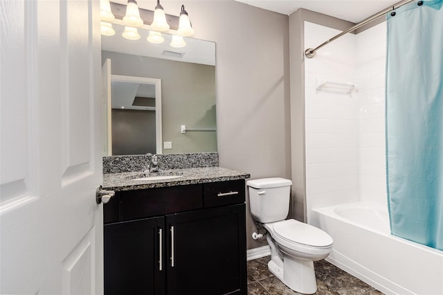 full bathroom featuring vanity, toilet, and shower / bath combo with shower curtain