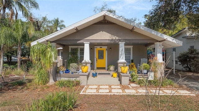 view of front of home featuring covered porch