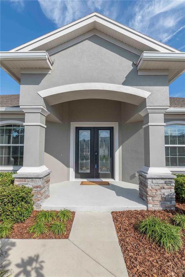 property entrance with french doors