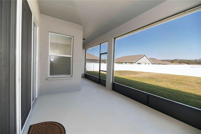 view of unfurnished sunroom