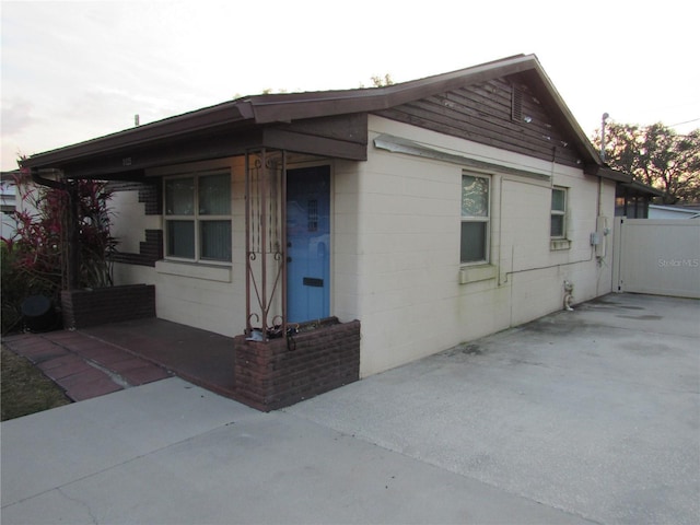 view of front of home with a patio