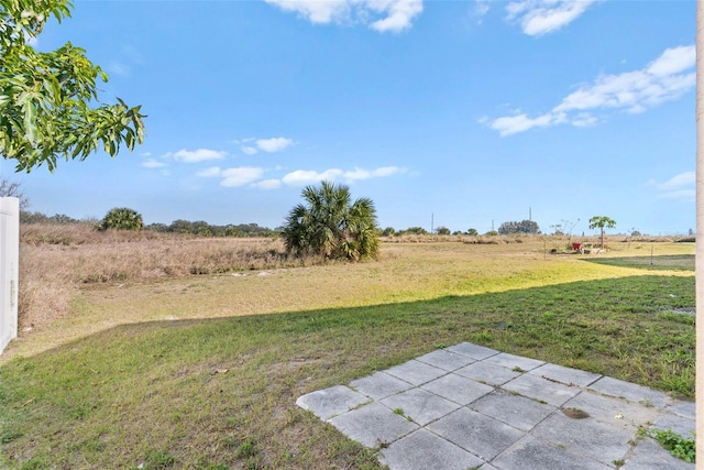 view of yard featuring a patio area and a rural view