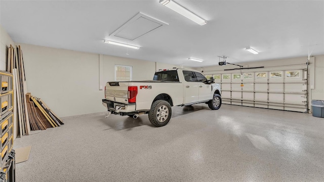 garage with a garage door opener